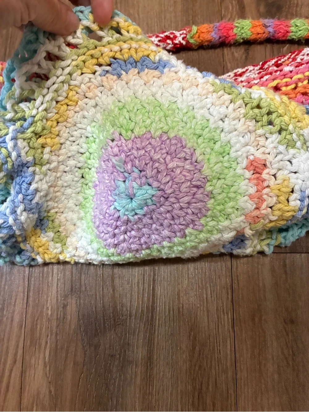 Grannycore Rainbow Knit Slouchy Hobo Purse | Y2K Boho Festival Tote